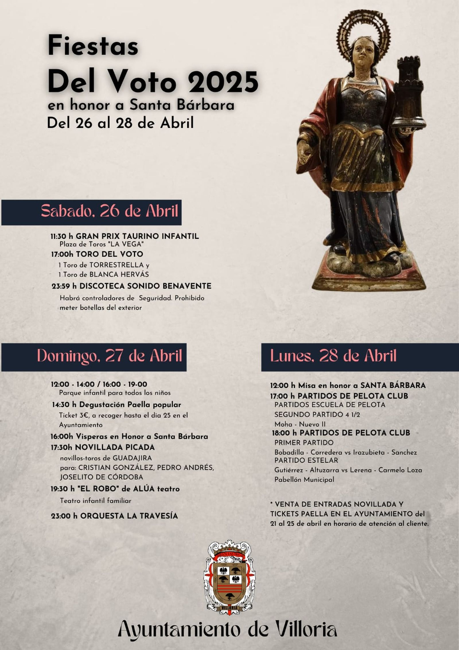 Programa fiesta del Voto en Villoria 2025