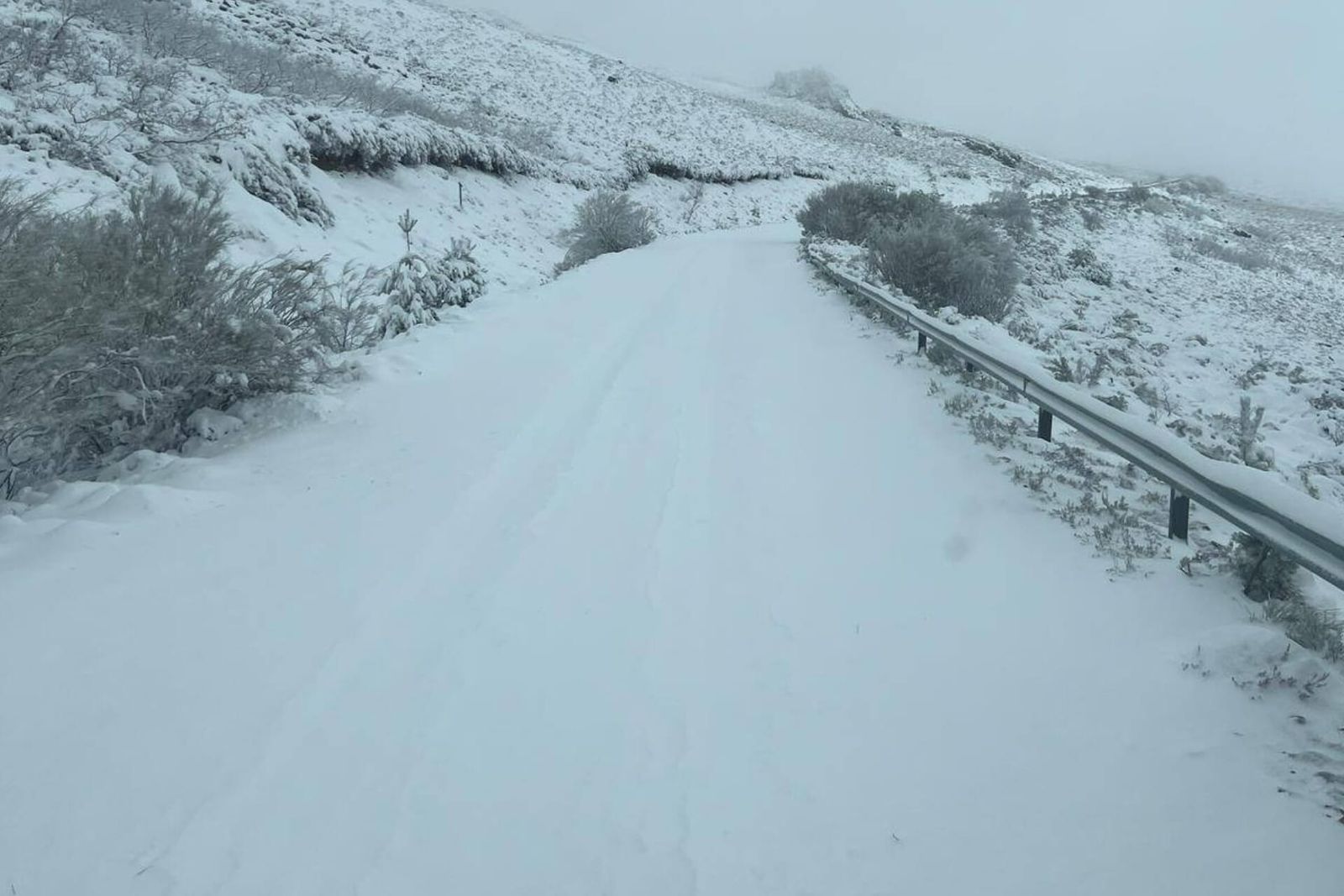 Nieve en la carretera este domingo