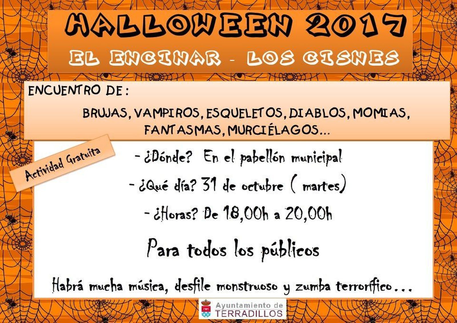 Encuentro de criaturas de la noche en pabellón de El Encinar por Halloween