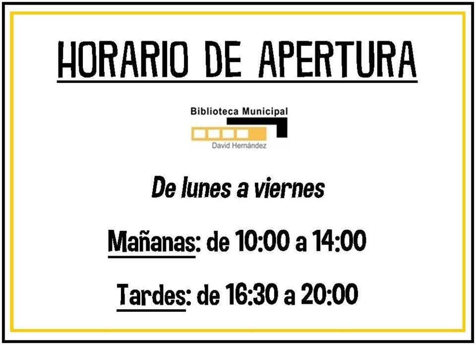 La biblioteca retoma su horario de mañana y tarde esta semana