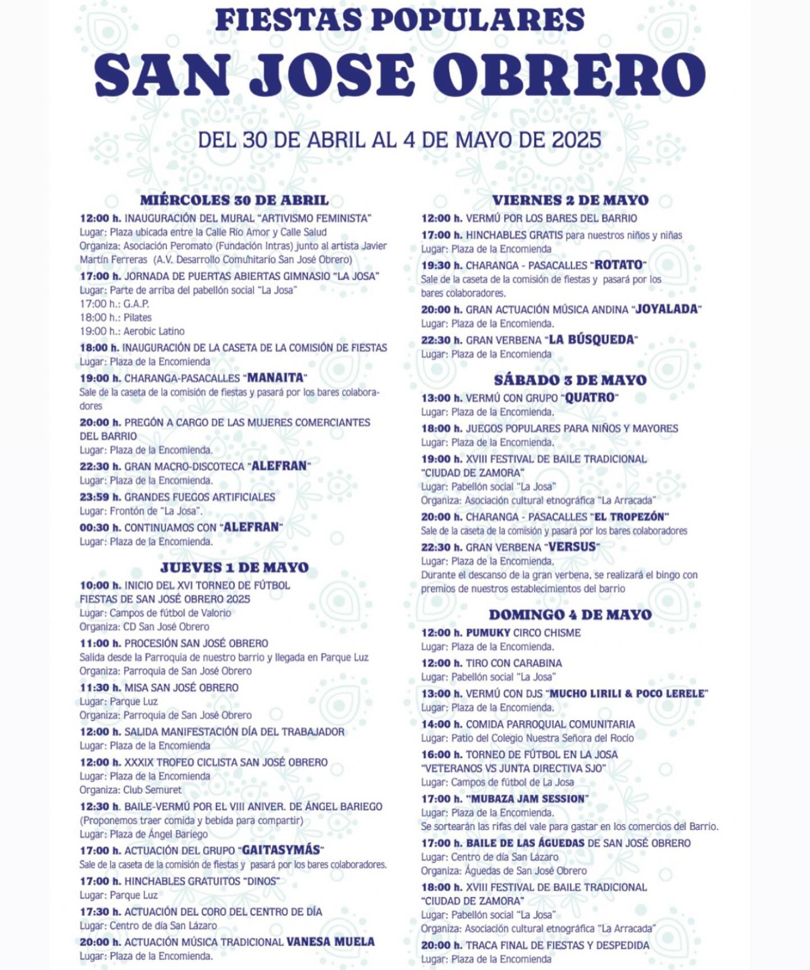 Programa de fiestas de San José Obrero